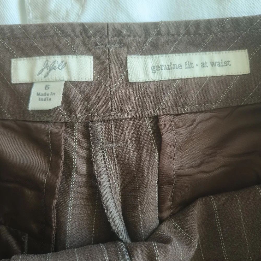 J.Jill women's dress pants size 6 brown with stripes straight legs pockets offic